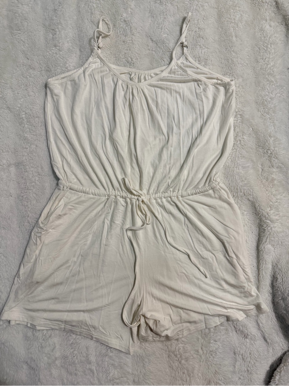 Amazon Cream Jersey Sleep Romper with Adjustable Straps